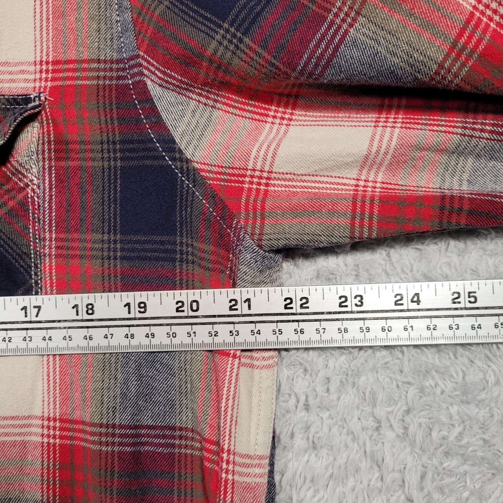 Roebuck & Co Flannel Shirt Mens Large Red Plaid Cotton Long Sleeve Button Down - Picture 3 of 7